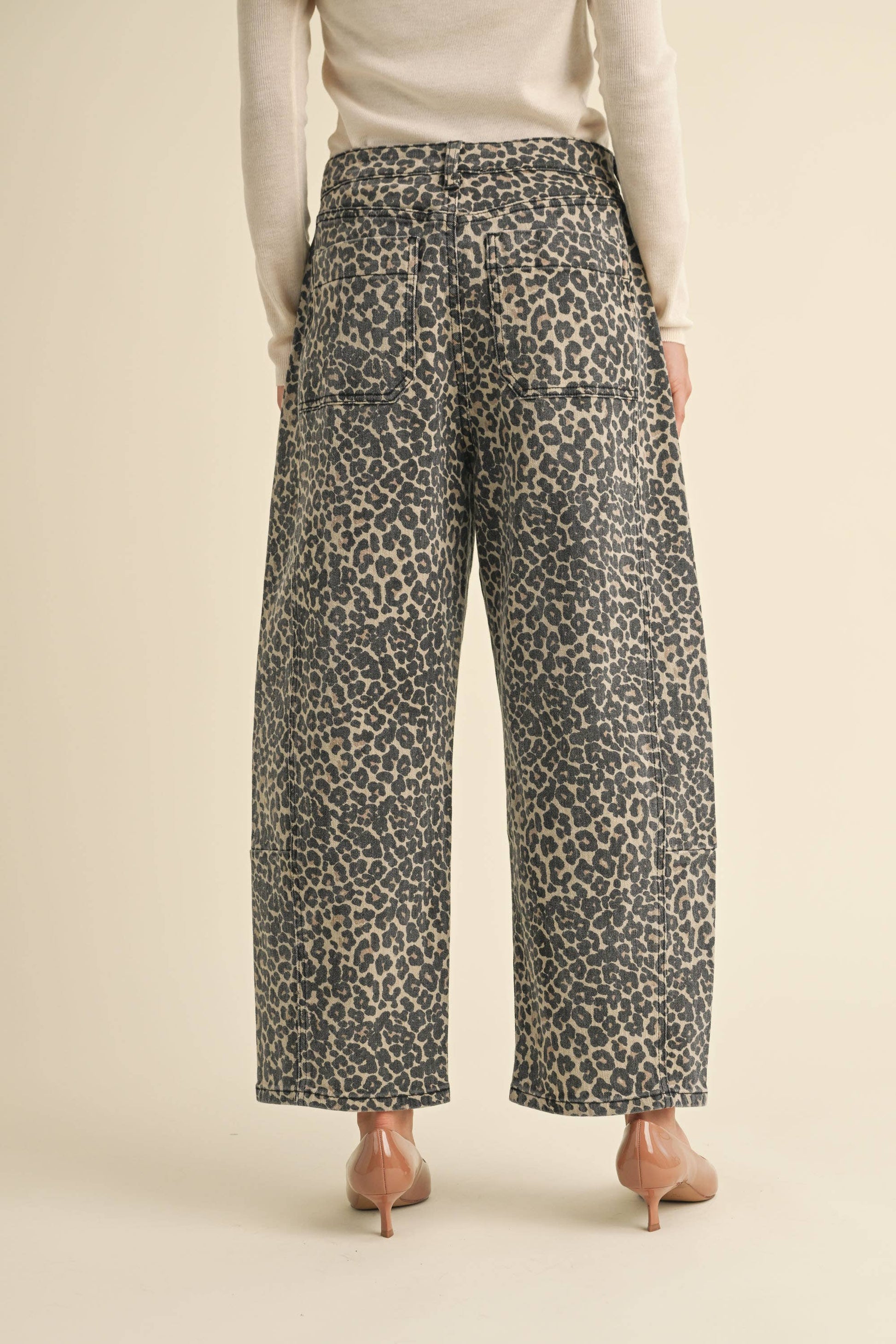 Miou Muse Leopard Print Barrel Pants by Dear Lucy