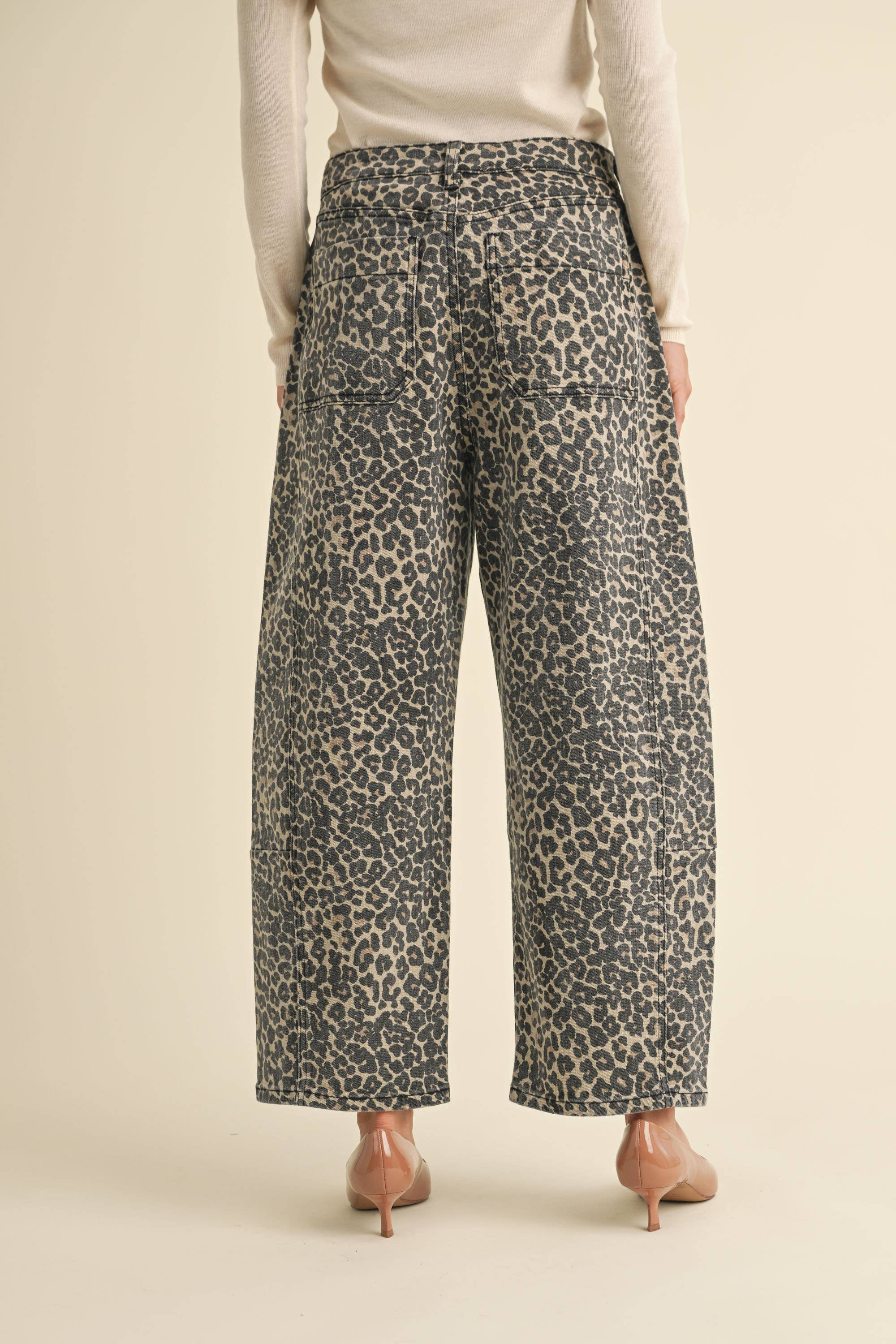 Miou Muse Leopard Print Barrel Pants by Dear Lucy