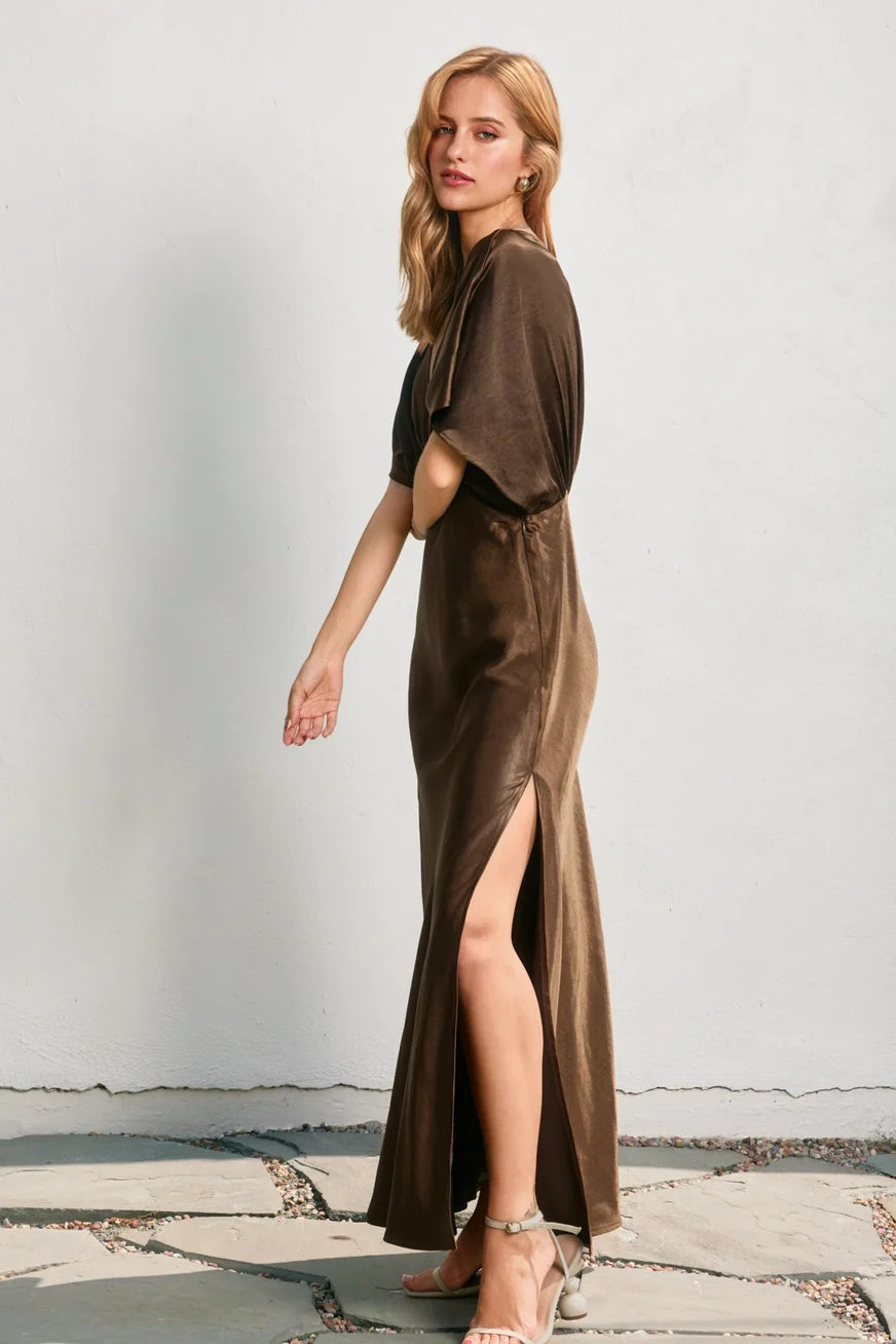 Dress Forum Satin Blouson Maxi Dress