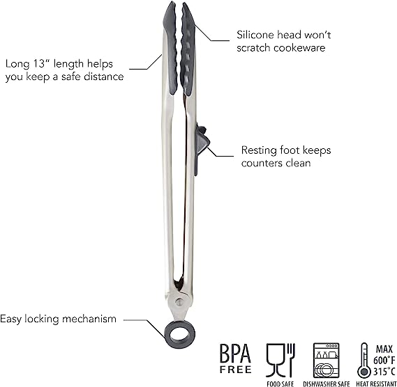 13" Silicone Tip Top Tongs by Kiss the Cook