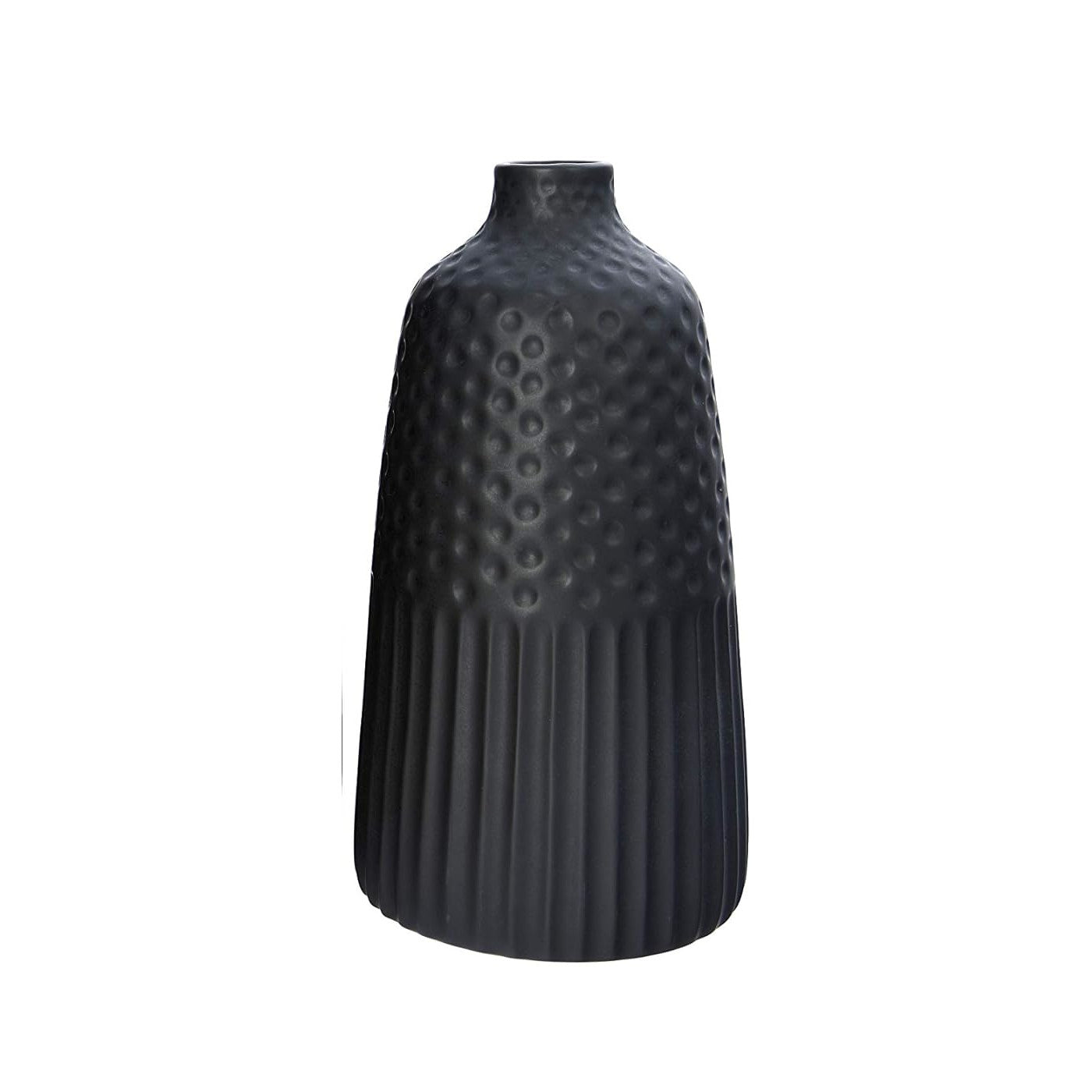 Vase Embossed Stoneware Matte Glaze 8.5" h Black by Homeportonline