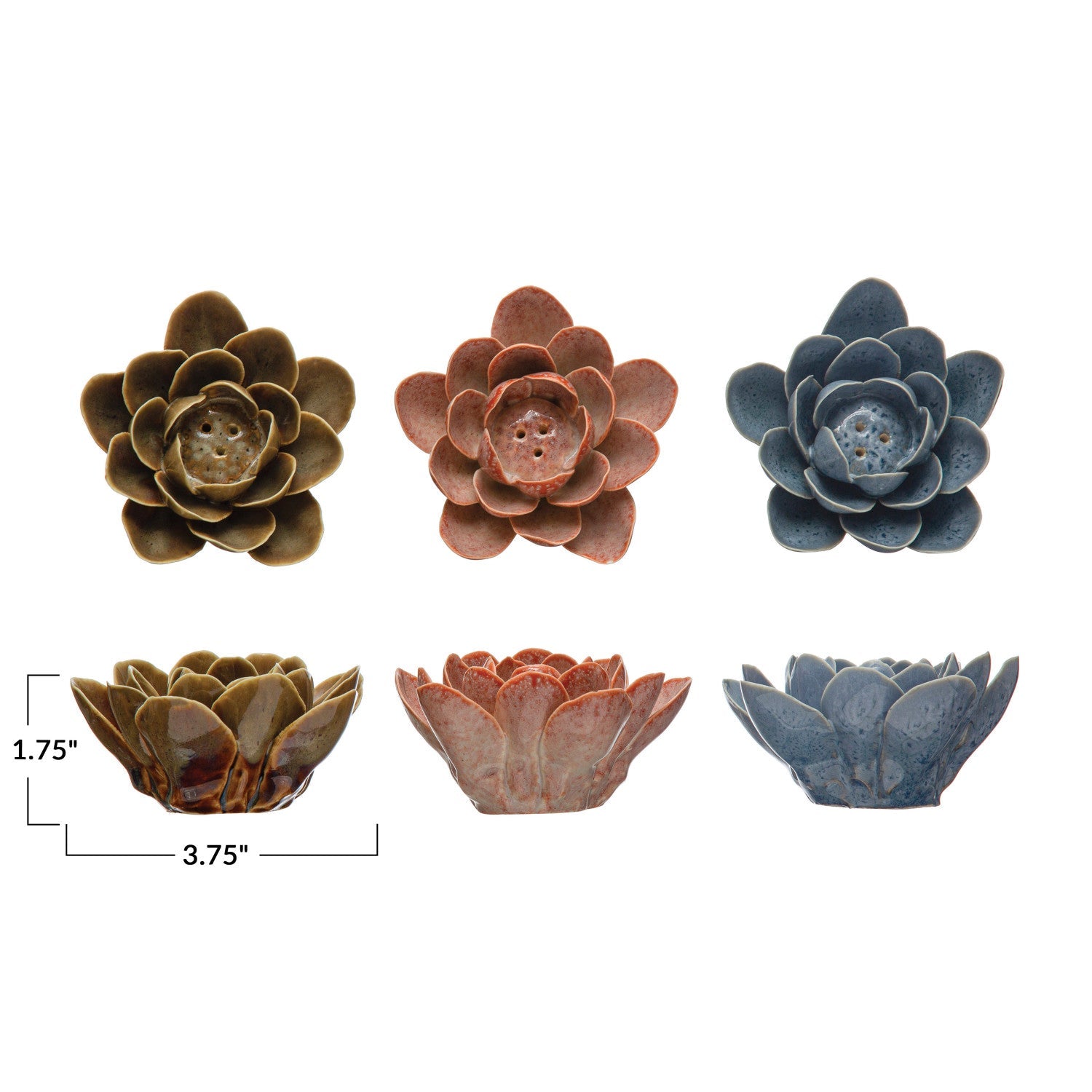 Stoneware Incense Dish/Holder Flower, Reactive Glaze, Matte White (Each One Will Vary) by Homeportonline
