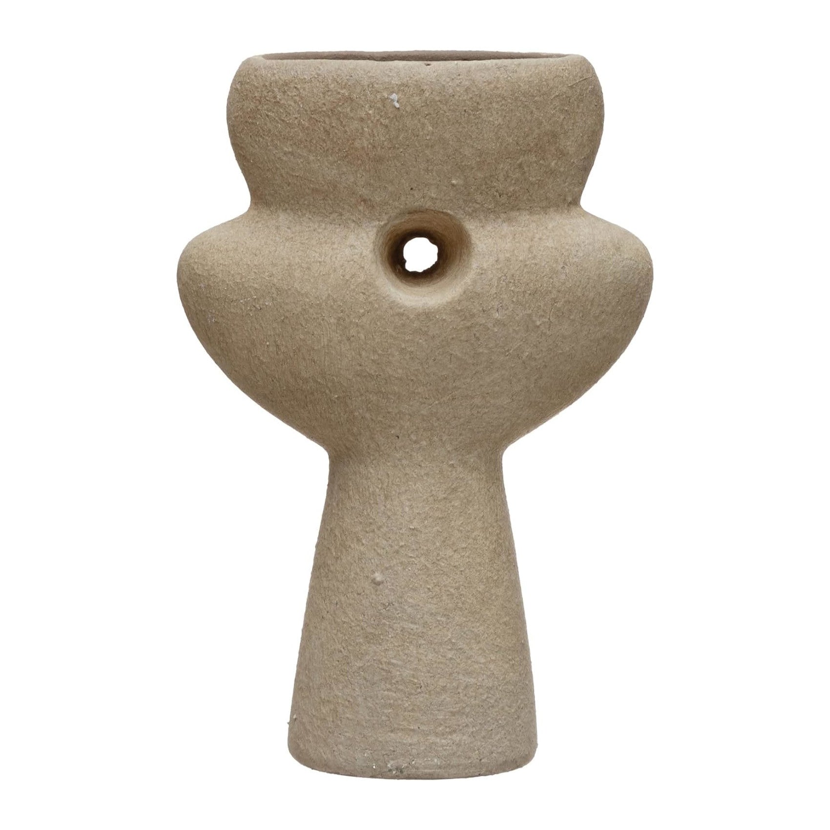 Vase Terracotta Sculptural Sand Finish Cream 6.75" High by Homeportonline