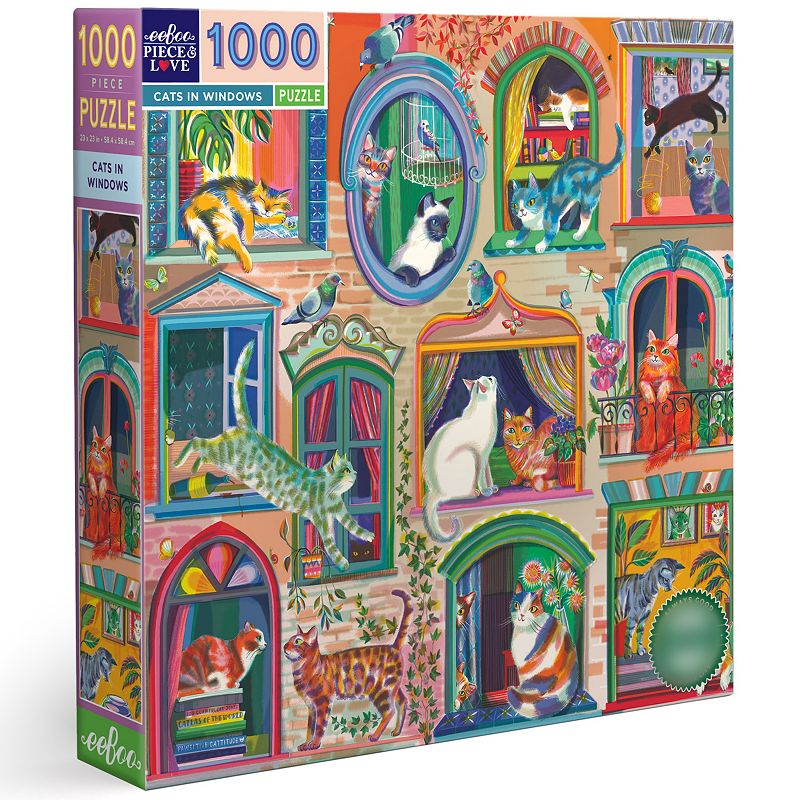 Cats in Windows 1000 Piece Puzzle eeBoo