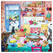 eeBoo Piece & Love: Pink Kitchen - 1000 Piece Puzzle - Adult Square Jigsaw  23x23   Includes Image Reference Insert  Glossy High-Quality Pieces