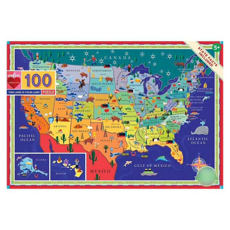 eeBoo This Land is Your Land 100 Piece Puzzle