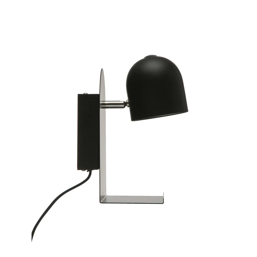Lamp Wall Sconce With Shelf and USB Port Black Metal by Homeportonline