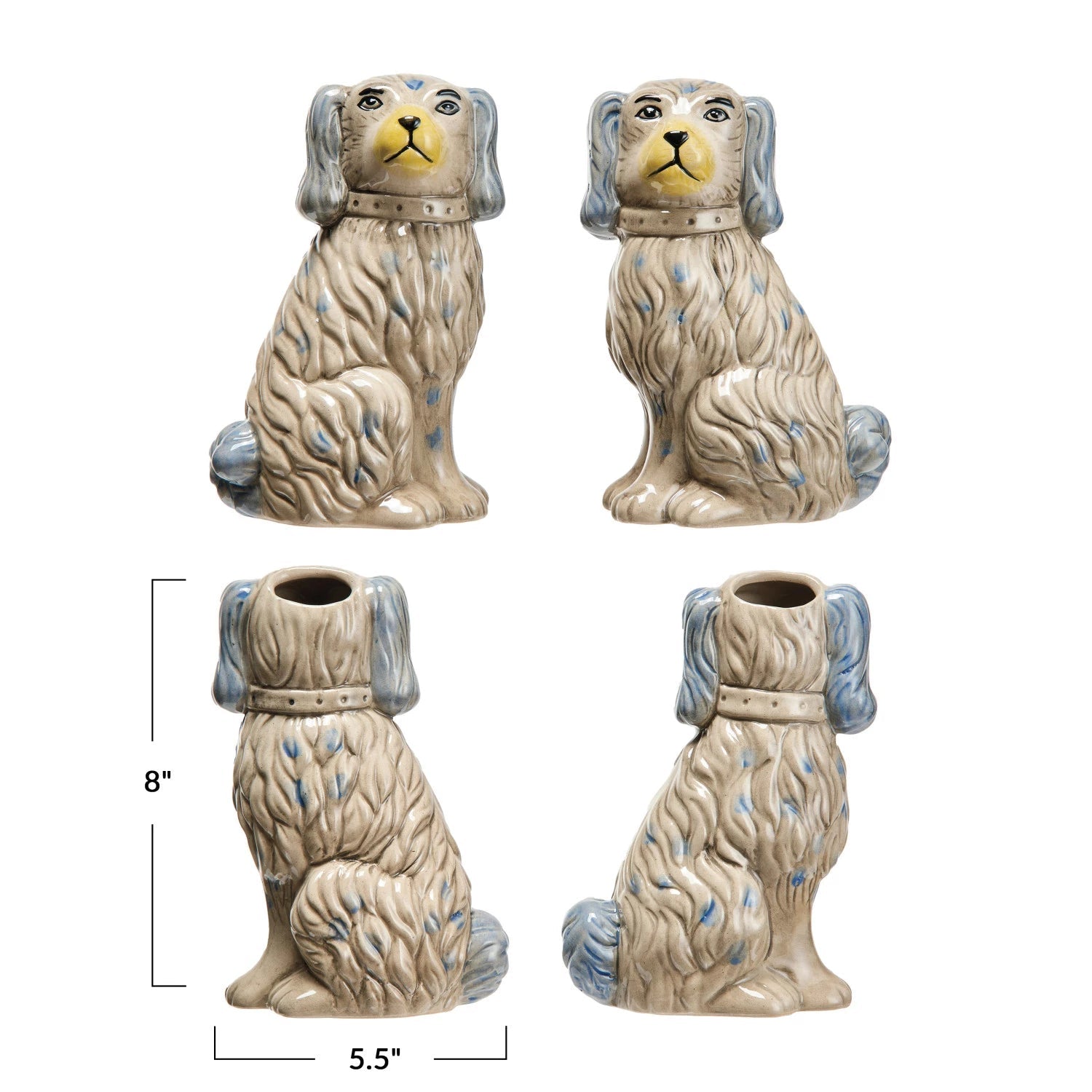Vase Stoneware Vintage Reproduction Dog Grey 8"h (Sold Individually) by Homeportonline