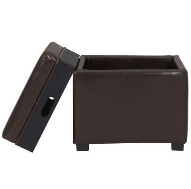 Cameron Leather Storage Ottoman Brown Leather Black Legs & Tray by Homeportonline