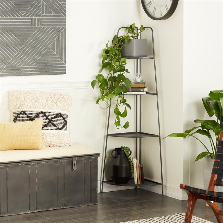 Black Metal Indoor/Outdoor Tall Folding Shelves by Homeportonline