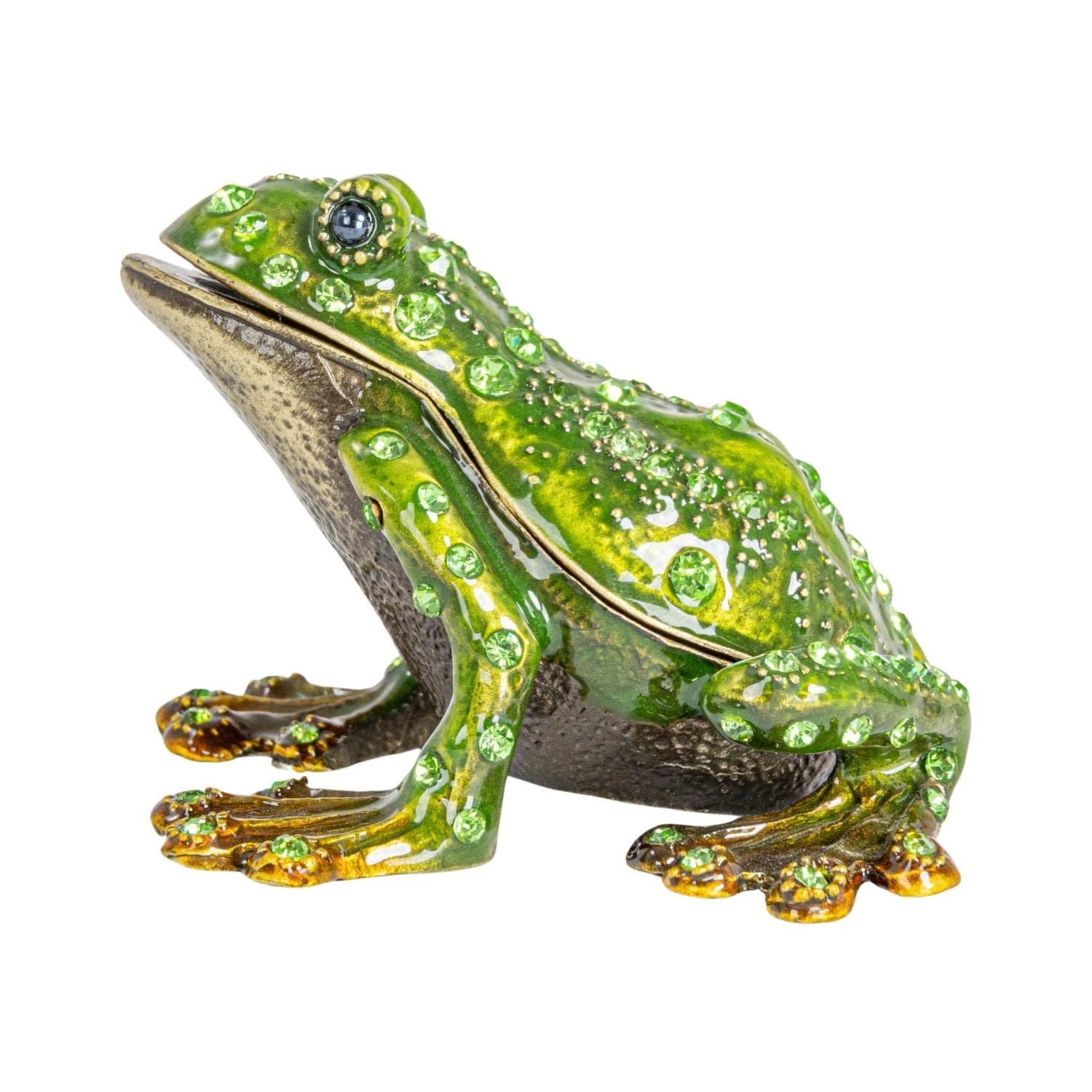 Trinket Box Enameled Metal Frog 3"l x 2.25"h by Homeportonline