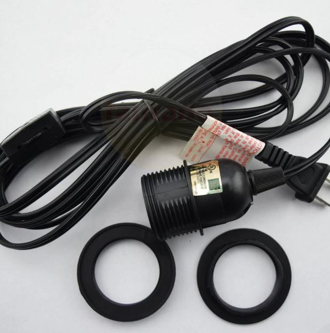 Cord Kit Single Socket Indoor Use Switch On Cord Black 15ft by Homeportonline