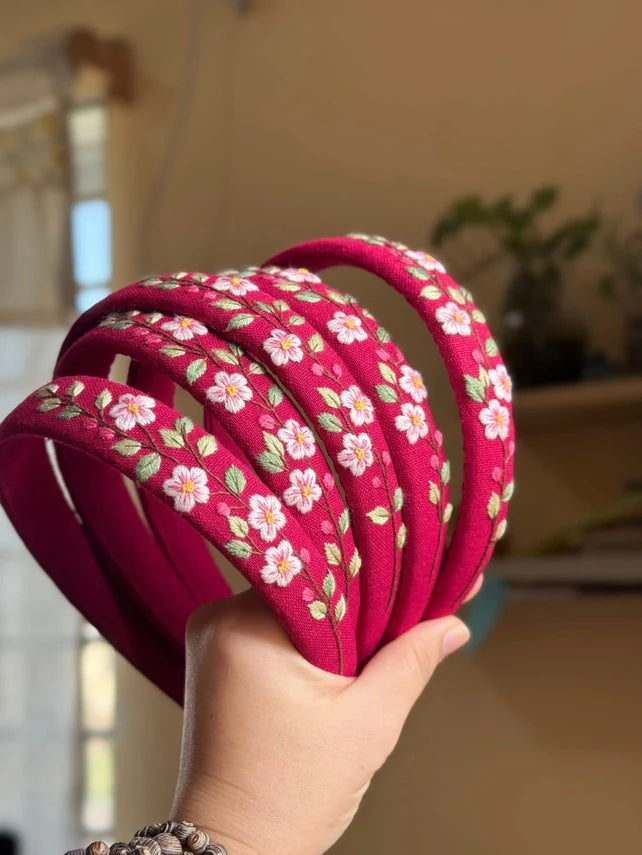 Summer Floral Embroidered Headband