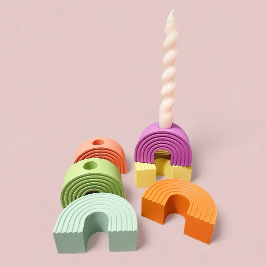Rainbow Arch Concrete Tapered Candlestick Holder