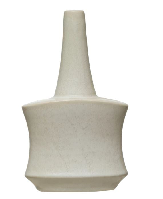 Vase Stoneware Matte White Finish 9.75" High by Homeportonline