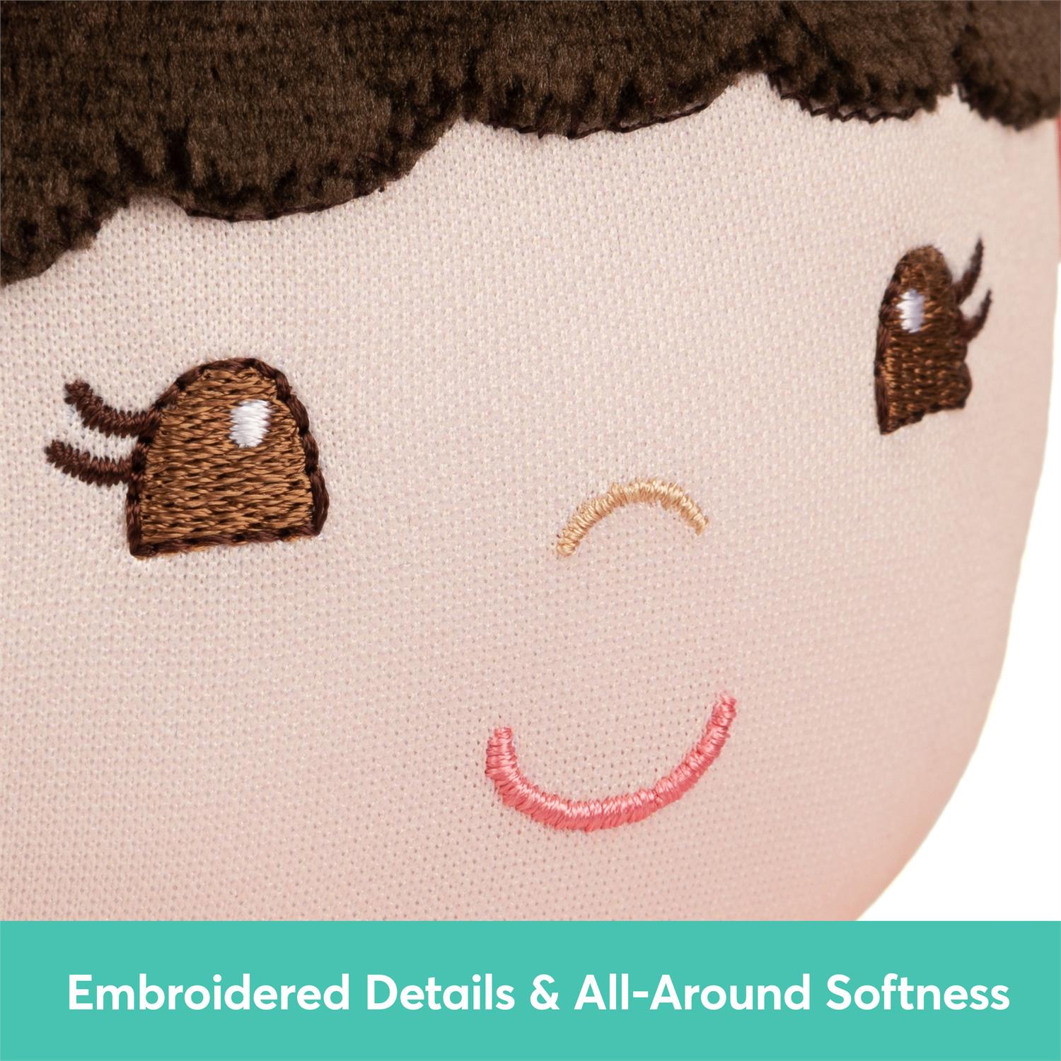 Plush Baby Doll Sustainable Hibiscus Dressed In A Peach Onesie by Homeportonline