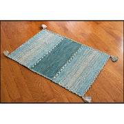 Rug Braided Tonal With Tassels Teal 2'x3' by Homeportonline