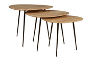 Global Archives Reeves Nesting Tables Mango Wood Natural Set of 3 by Homeportonline
