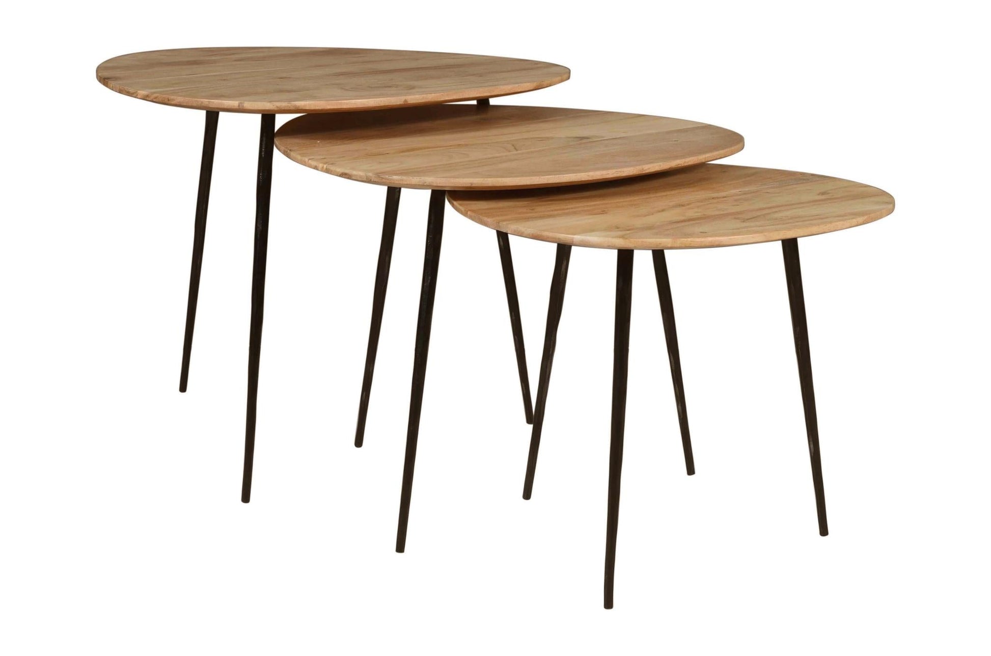 Global Archives Reeves Nesting Tables Mango Wood Natural Set of 3 by Homeportonline