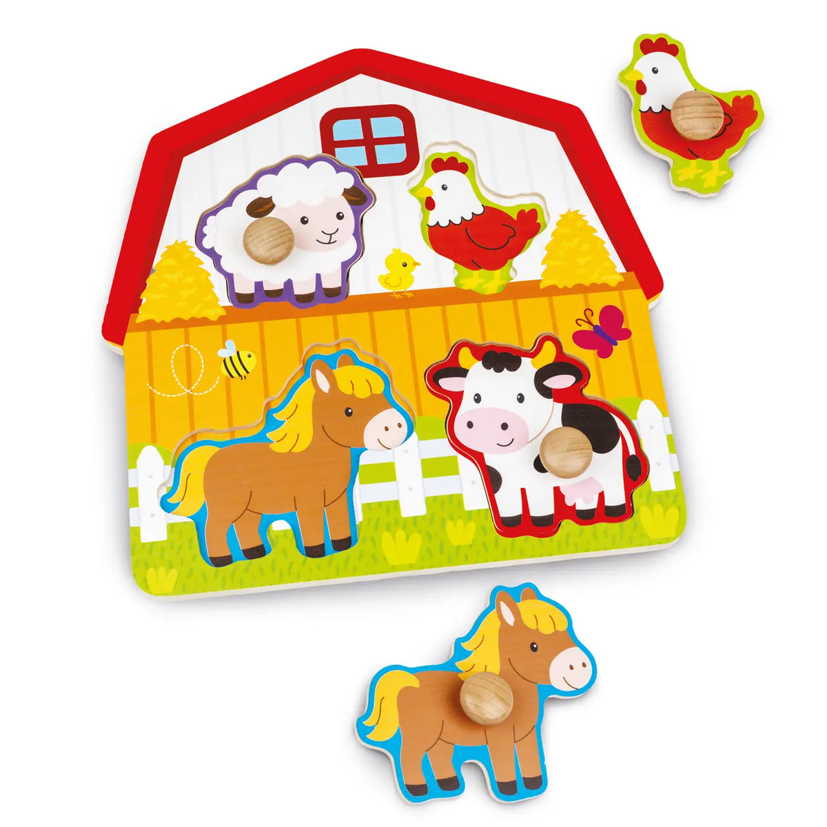 Wooden Farm Easy-Grasp Peg Puzzle
