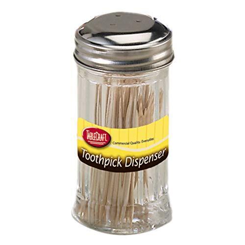 Toothpick Dispenser Glass Bottle Stainless Steel Lid by Homeportonline