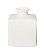 Vase Stoneware Cream Medium Square 3.25" high by Homeportonline