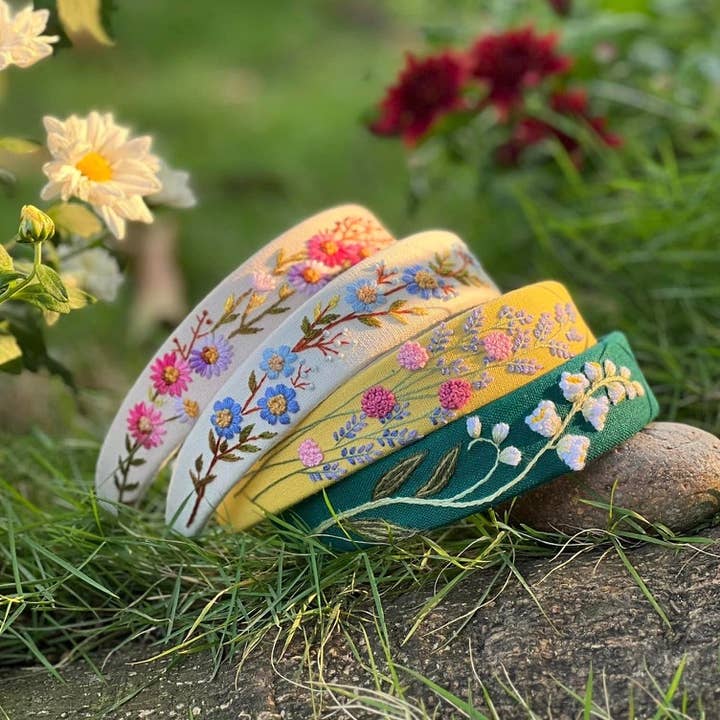 Summer Floral Embroidered Headband