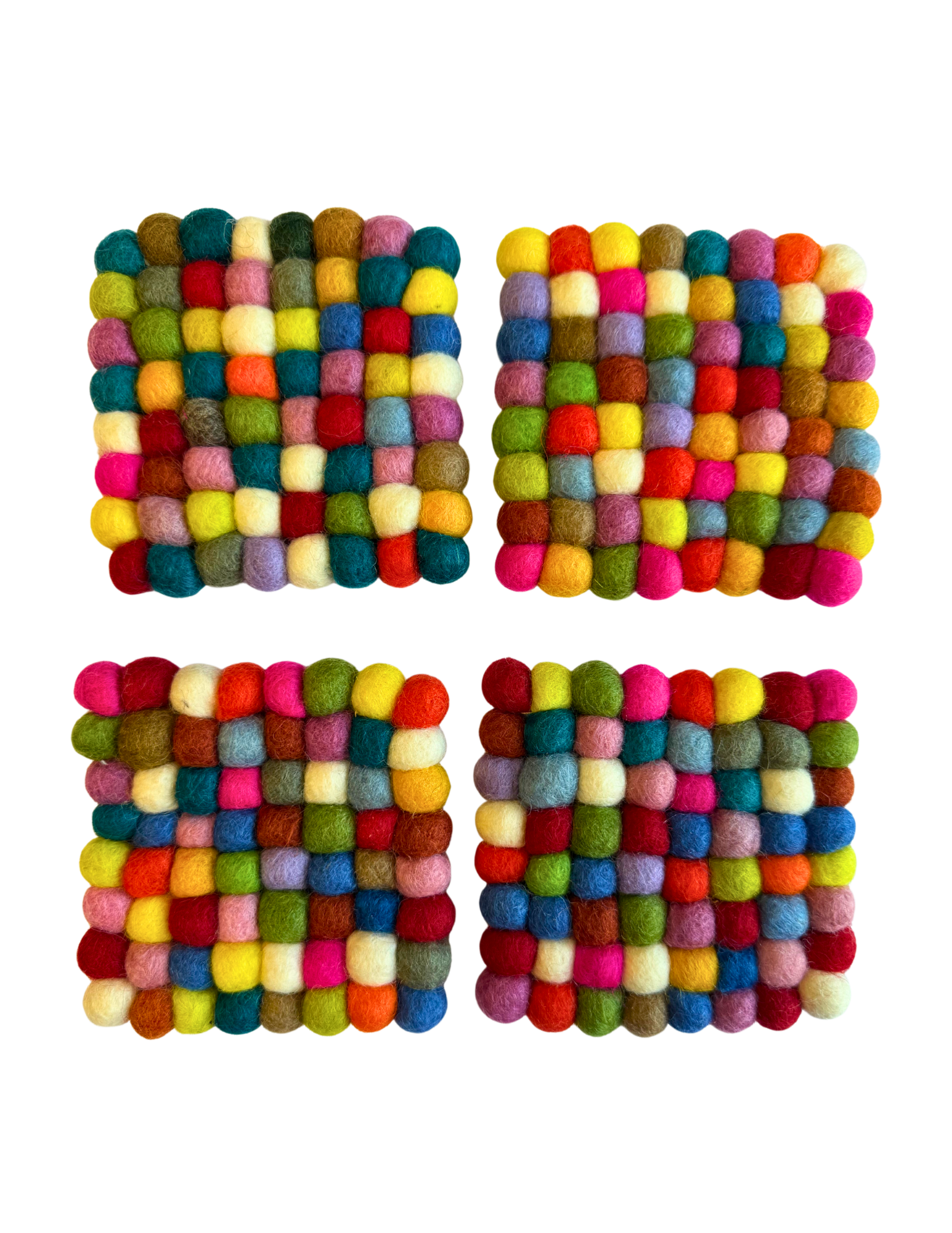 DC Felt Wool Ball Coaster- Square, Circle (set of 4) | 935 FC