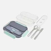 Bento Box - 2 Compartment with Utensils & Ice Pack - Gray by Homeportonline