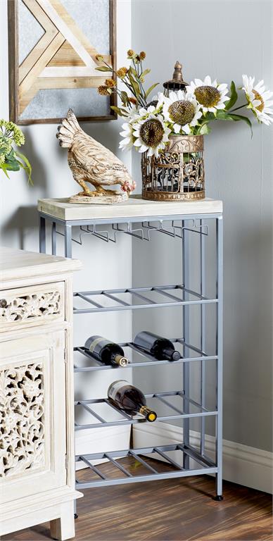 Grey Metal Contemporary Standing Wine Rack by Homeportonline