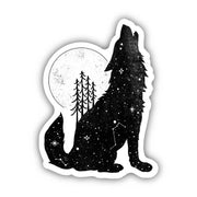 Howling Wolf and Moon Sticker by Wild Lark