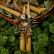 Beeswax Candle and Floral Bundle