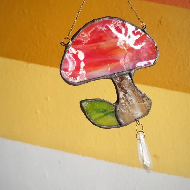 Stained Glass - Mushroom Suncatcher with glass prism