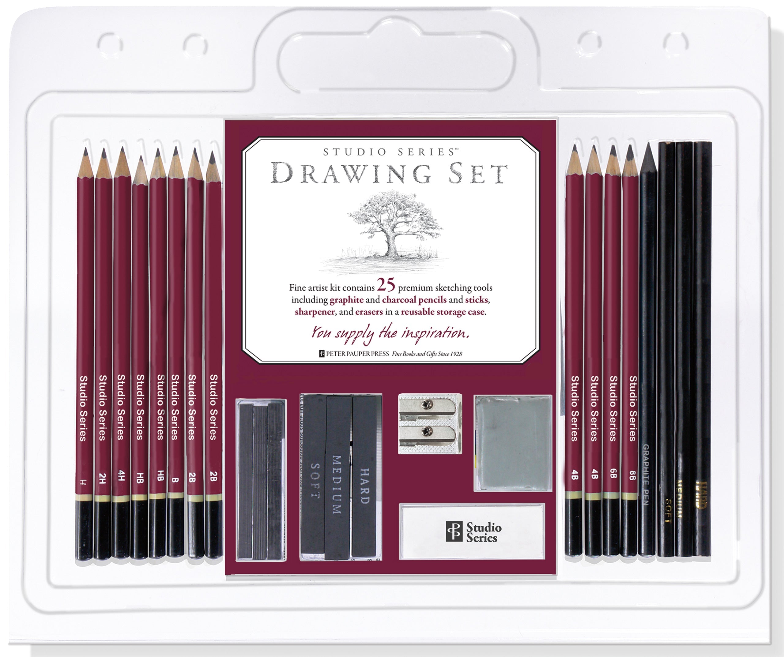 Art Center Drawing Set Charcoal & Graphite 25 Piece by Homeportonline