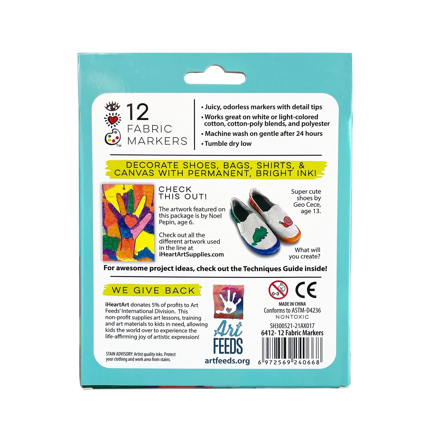 I Heart Art Fabric Markers 12 Colors by Homeportonline