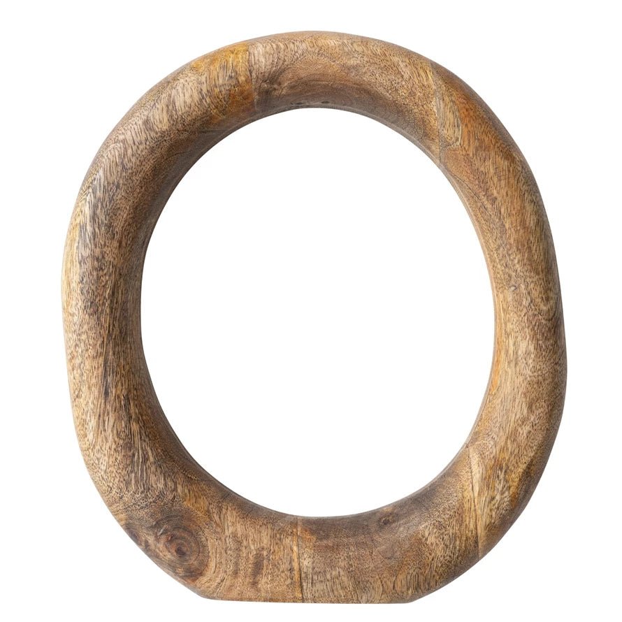 Decorative Sculpture Mango Wood Circle Natural 10.5"h by Homeportonline