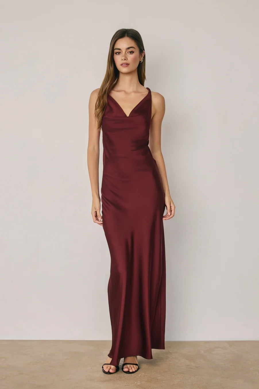 Dress Forum Satin Twisted Strap Maxi Dress