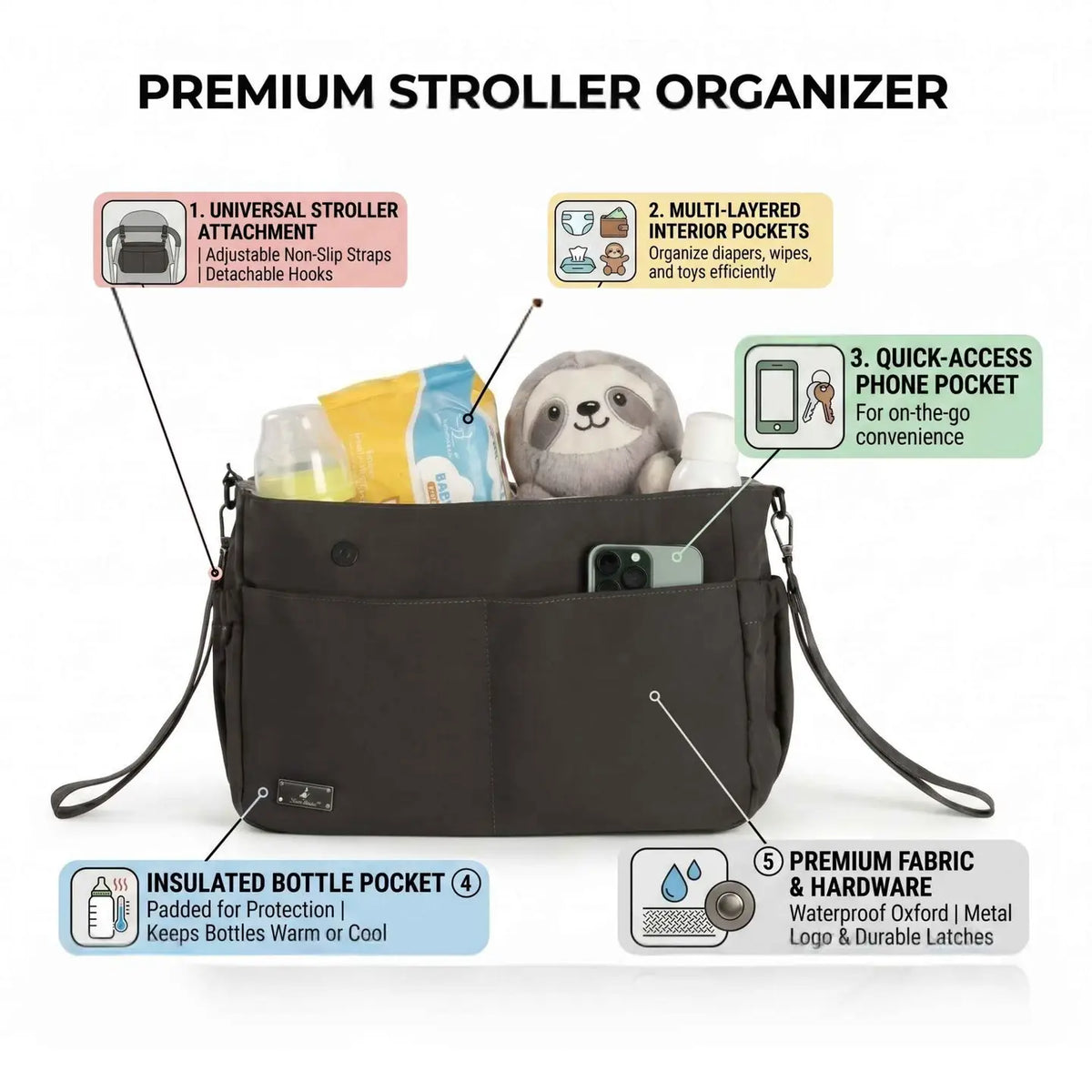 Babbleroo Puffer Flo Stroller Caddy Organizer