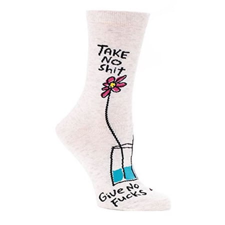 Blue Q Womens Take No Shit Crew Socks  Oatmeal  OS