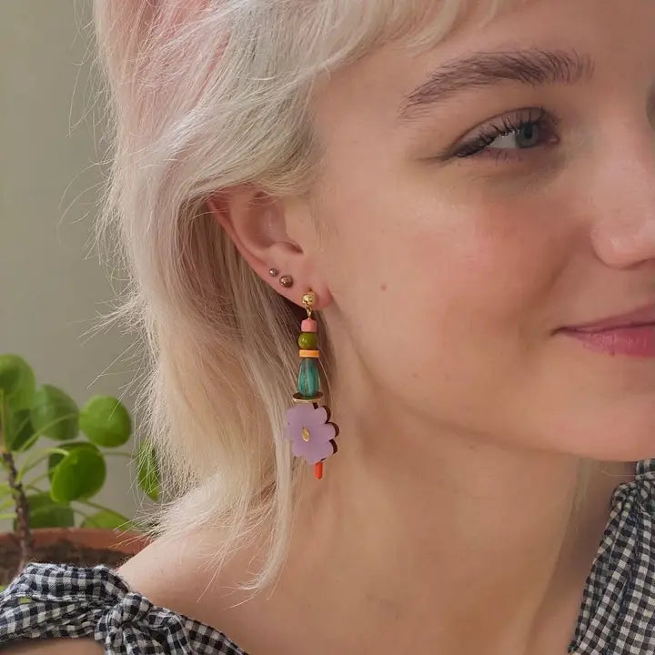 Colorful Acrylic Mix and Match Flower Earrings