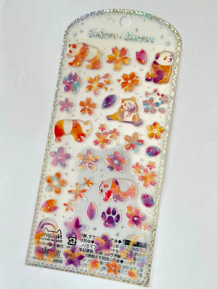 Stickers Sakura Panda Rainbow Flower by Homeportonline