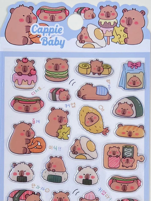 Stickers Puffy Capybara Food by Homeportonline