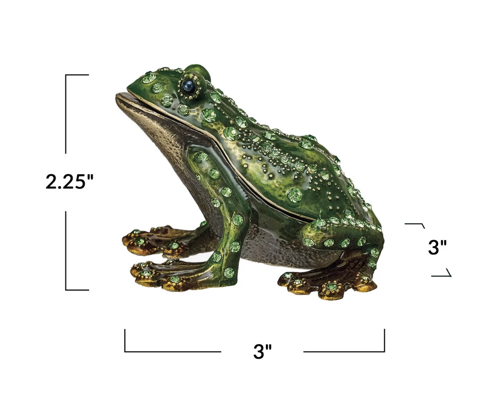 Trinket Box Enameled Metal Frog 3"l x 2.25"h by Homeportonline