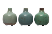 Vase Terracotta Round Blues 3 Colors 3.75"h (Sold Individually) by Homeportonline