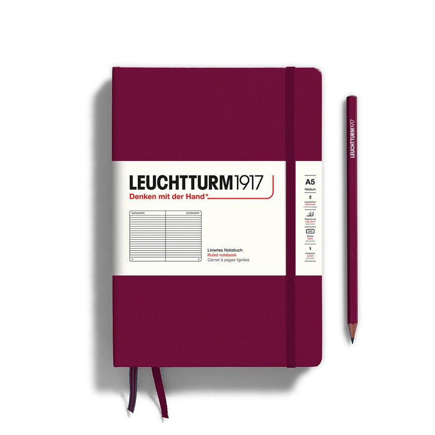 Notebooks - Medium (A5) Port Red Hardcover Ruled by Homeportonline