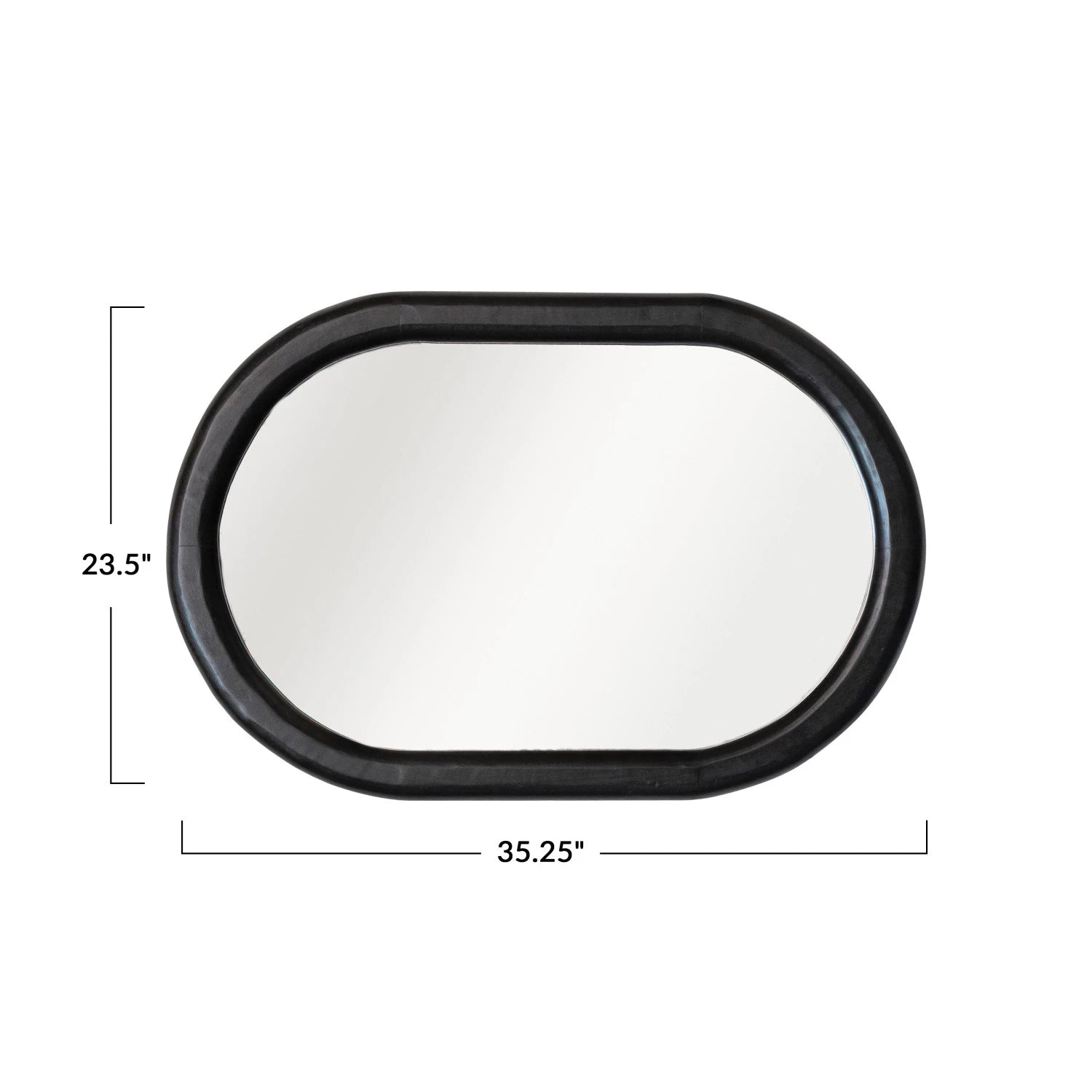 Mirror Mango Wood Oval Black 35.25"h by Homeportonline