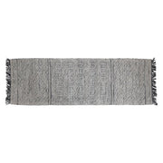 Rug Floor Runner Dhurrie w/ Pattern and Fringe Grey 2 1/2' x 8' by Homeportonline