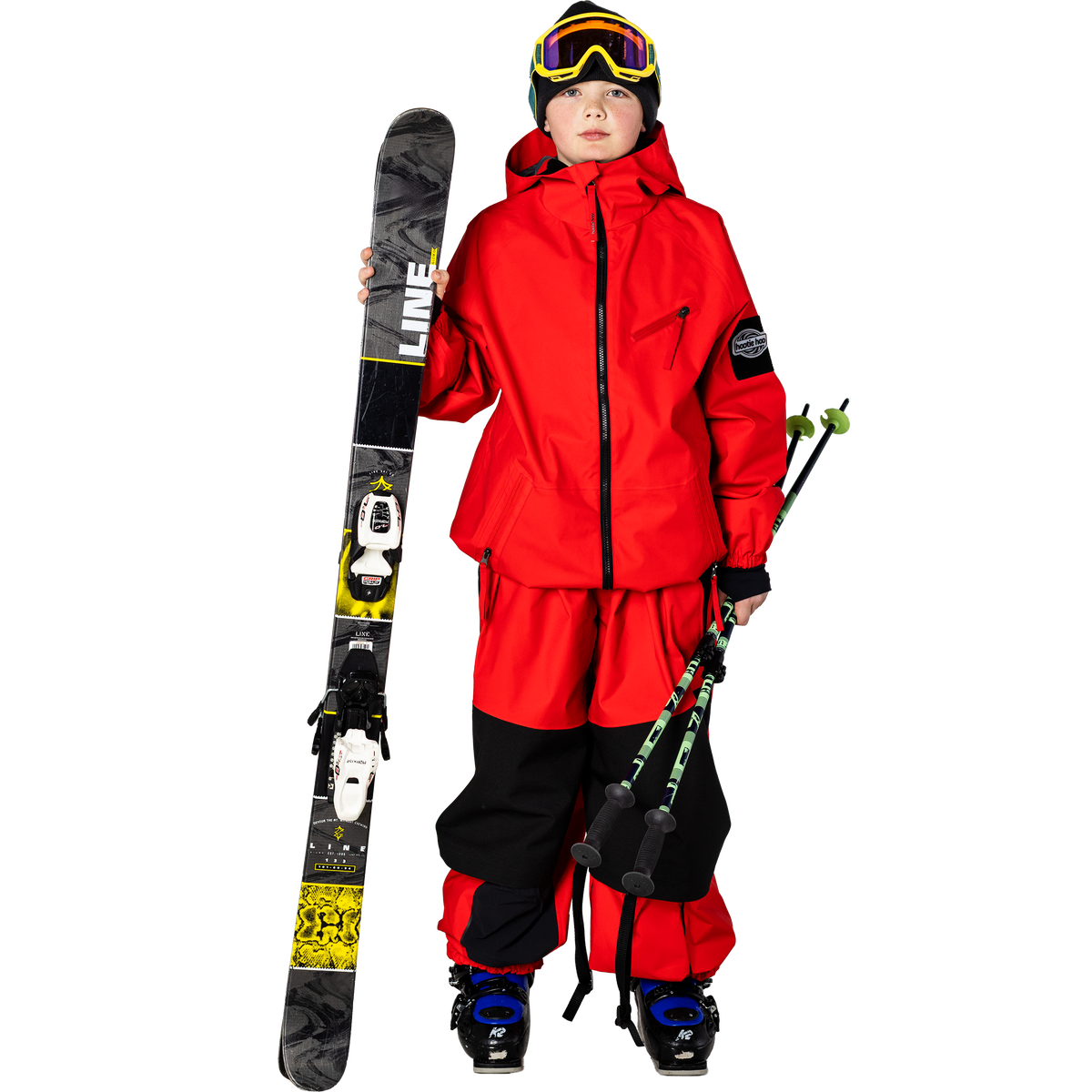 Kids Steeze 2L Shell Pants - True Red/Raven Black