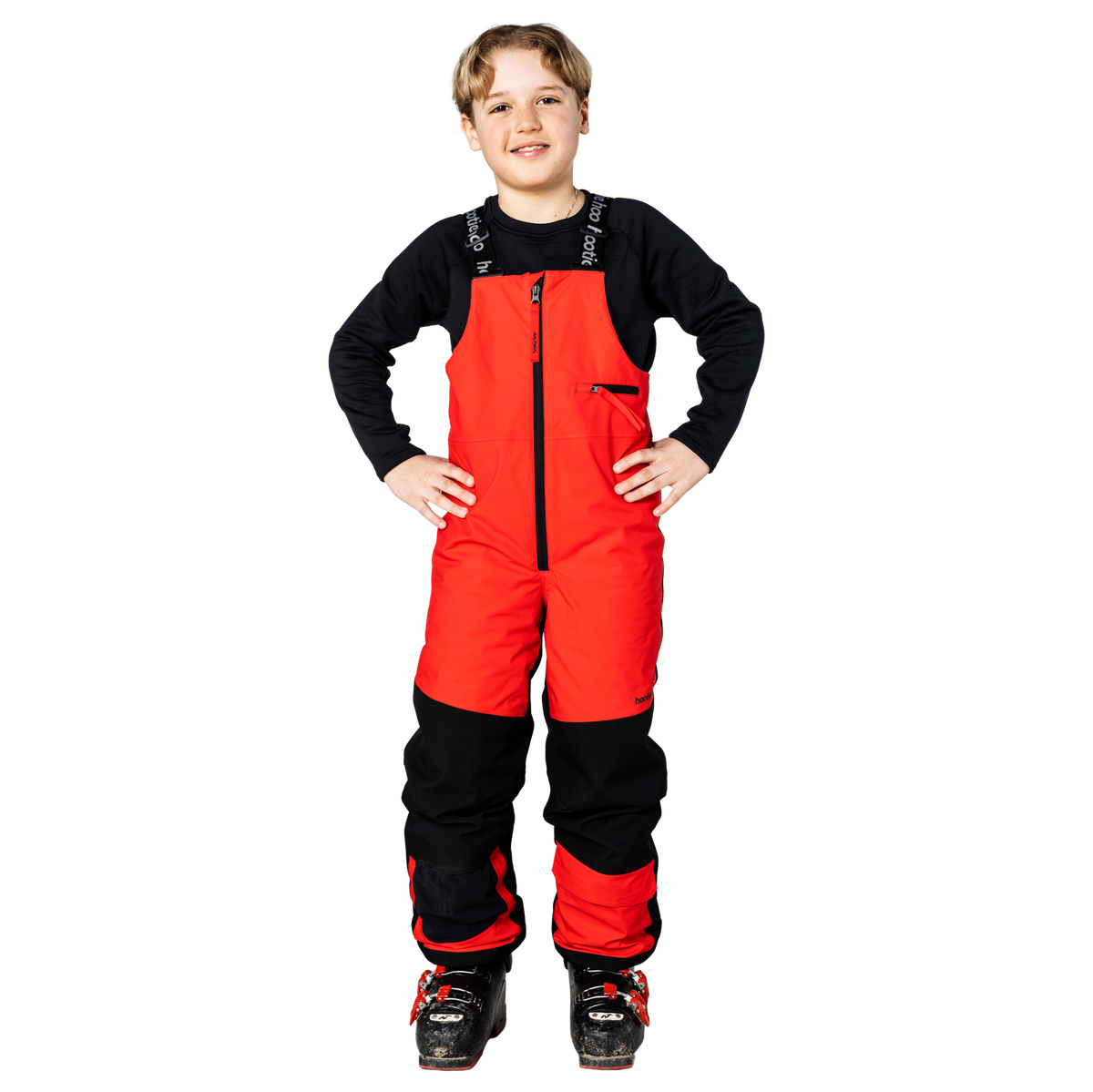 Kids Pinnakle Insulated Bib Snow Pants - True Red/Raven Black