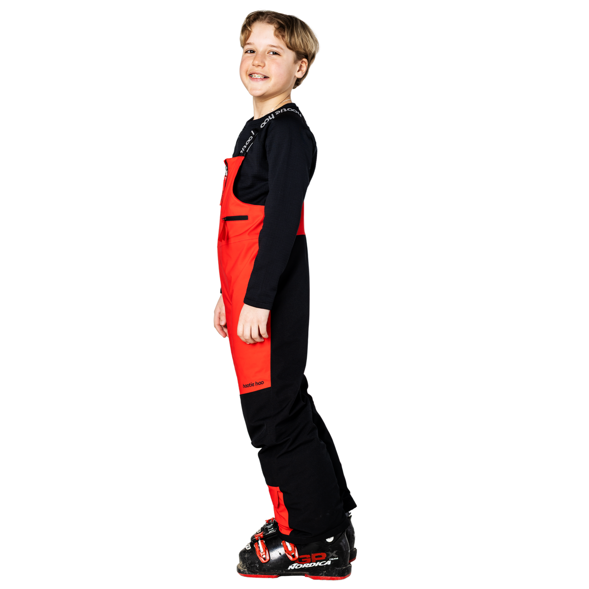 Kids Pinnakle Insulated Bib Snow Pants - True Red/Raven Black